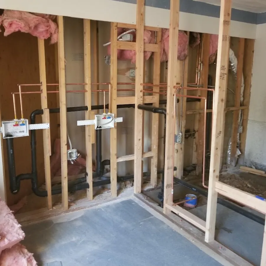 Copper pipe rough-in and plumbing installation in Perry